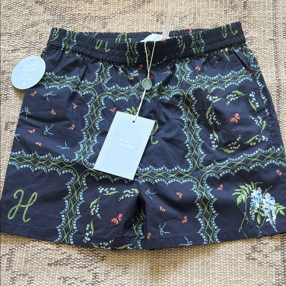 Hill House Navy Floral Print Leo Shorts - Navy Green